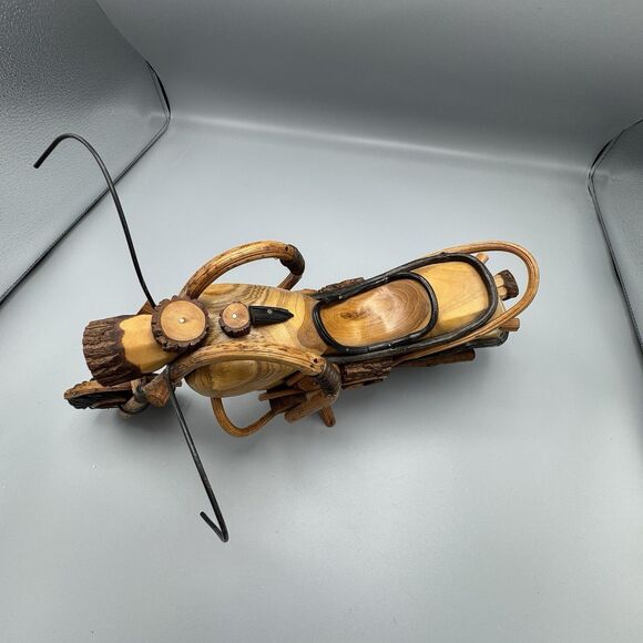 Vtg Wooden Motorcycle Chopper Folk Art Tamarind Wood Vines Woodsy Decor 15" L - Picture 5 of 16